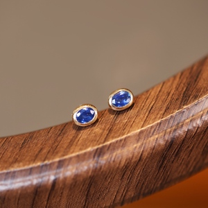 Pendientes de Oro Sólido de 18K Xinfly con Zafiro Natural de 0.5CT, Engaste Clásico para Mujer, Joyería Fina para Uso Diario, Regalo Personalizado - Product Image 4