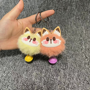 QYS Cute Lucky <b>Cat</b> Plush Keychain Faux Rabbit Fur Bag Charm Bell Pendant Soft Key <b>Ring</b> Gift - Product Image 4