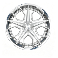 Nouvelles jantes forgées multi-rayons 2 pièces sur mesure, finition argentée polie, 5 trous, compatibles Porsche Audi, en alliage d'aluminium pour véhicules de tourisme