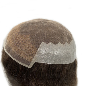 Tous les cheveux humains système de remplacement de cheveux hommes toupet remplacement de cheveux hommes toupet peau mince, pas cher postiche toupet perruques hommes - Product Image 3