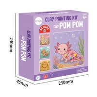 Kit de peinture sur cadre en argile DIY pour enfants, cadeaux d'anniversaire, ensemble d'activités artistiques et artisanales 3D avec pompons, jouet sensoriel
