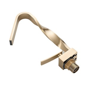 <span class=keywords><strong>Rubinetto</strong></span> di lusso in ottone con supporto a ponte per <span class=keywords><strong>rubinetto</strong></span> leggero a tubo piatto con spazzolatura a foro singolo manico a cascata miscelatore caldo freddo - Product Image 2