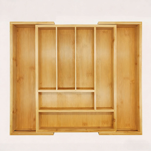 बर्तन धारक के लिए बांस का एक्सपेरियर, समायोज्य कटलरी ट्रे, लकड़ी दराज डिवाइडर डिवाइडर्स सिल्वरवेयर के लिए आयोजक - Product Image 1