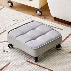 Taburete cuadrado con ruedas para uso doméstico, cómodo reposapiés otomano para niños y adultos - Product Image 3