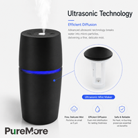 Humidificateur d'huiles essentielles pour bureau, silencieux, brume fine, anneau LED bleu, design compact pour le bureau, diffuseur d'arômes