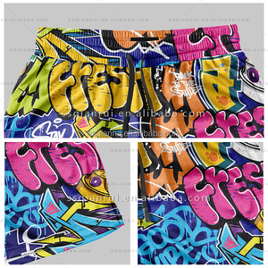 Shorts <span class=keywords><strong>de</strong></span> sport pour hommes personnalisés <span class=keywords><strong>de</strong></span> haute qualité OEM/ODM avec impression graffiti, logo par sublimation, design en maille, vente en gros - Product Image 4
