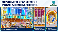 MACHINE D'ARCADÉE MUSICALE COMMERCIALE MAGIC AMUSEMENT 2 JOUEURS SPIN 2 WIN AVEC PRÊMIES, À MONNAYEUR LED, CERTIFIÉE CE POUR SALLES D'ARCADÉES, CENTRES COMMERCiaux ET PARCS D'ATTRACTIONS