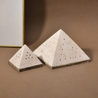 Großhandel Stein Wohnkultur Travertin Dekor Bakhoor Pyramide Form Brenner Beige Stein Weihrauch brenner Bakhoor