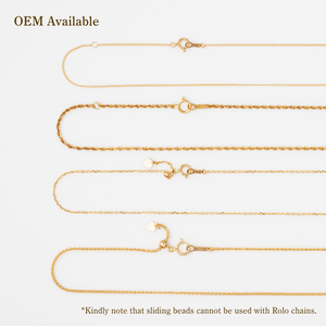 Conjuntos de joyería de moda de mujer de alta calidad OEM collares de cadenas Rolo de oro sólido puro - Product Image 6