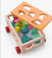 Boîte de rangement pour jouets de voiture pour bébé, jeu de puzzle géométrique en bois avec correspondance des formes et des couleurs pour enfants