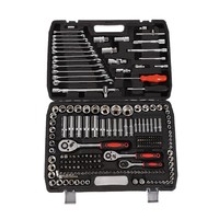 Coffret d'outils de réparation automobile multifonctionnel de 216 pièces avec clé à cliquet et douilles, en chrome vanadium, entraînement 1/2 pouce, avec mallette rigide