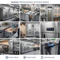 MUXUE 1.5M Pendingin Udara Stainless Steel Kulkas Komersial untuk Dapur, Freezer/Cooler Meja Kerja di Bawah Meja