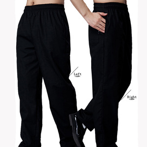 Pantalones de trabajo profesionales para hombre y mujer, uniformes de Chef holgados con cintura elástica negra para uso en restaurantes y bares - Product Image 2