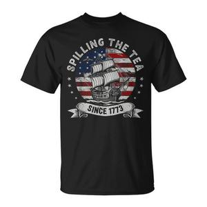 T-shirt « Spilling The Tea Since 1773 » rouge, blanc et bleu pour le 4 juillet - Product Image 1