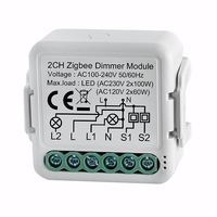 Module d'interrupteur intelligent Tuya WiFi Zigbee 3.0 1/2 gang 2 voies, variateur sans fil, commande vocale, compatible avec Alexa et Google