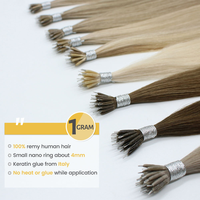 Ekstensi Rambut Remy Micro Link Beads Nano Ring Double Drawn Rusia Asli 12A, Pengiriman Langsung dari Pabrik