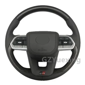 Gray Leather Peach Wood Grain Steering Wheel Fit For LC300 Steering Wheel