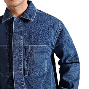 Chaqueta de Mezclilla Azul para Hombre, Corte Regular, Cierre de Botones, Color Sólido, para Otoño e Invierno, con Bolsillos, Detalle de Costuras Bordadas - Product Image 3