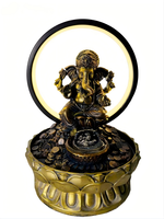 Fontaine d'eau intérieure en résine avec statue de Ganesha, décoration lumineuse LED, élément Feng Shui
