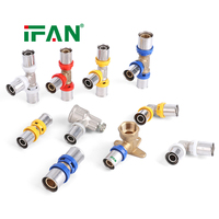 IFAN Raccords de Pression en Laiton de Haute Qualité pour Tuyaux PEX : Coude, Té, Raccord de Couplage pour Conduites d'Eau PEX