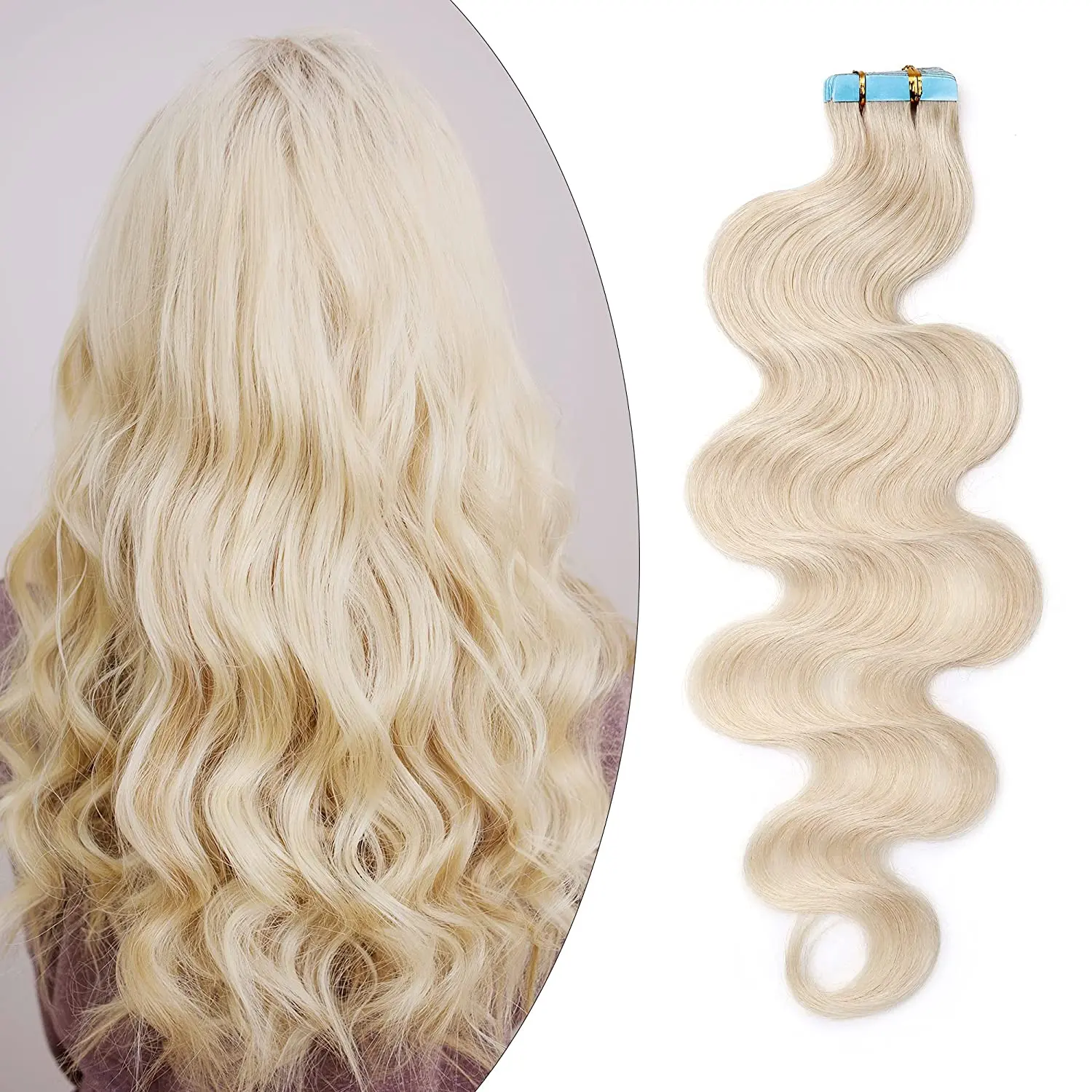 High Quality raw Virgin cuticle aligned hair natural body wave 100 human Indian tape in hair extensions