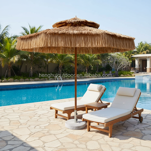 Parasol de jardin central en <span class=keywords><strong>paille</strong></span> synthétique pour le glamping, parasol de plage en <span class=keywords><strong>paille</strong></span> avec pompons - Product Image 4