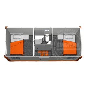 Contenedor de envío Cuarto de ducha Cabina prefabricada portátil de 2 habitaciones con techo Casa de sitio modular Contenedor Casa prefabricada - Product Image 2