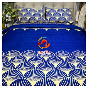Juego de Ropa de Cama con Estampado Disperso 100% Poliéster, 4 Piezas, Parure de Lit Africaine, Fundas Nórdicas Azul Brillante - Product Image 1