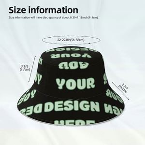 Customizable Denim Bucket Hat Wide Brim Breathable Sun Protection Cartoon <b>Leaf</b>/Plaid Pattern for Men Women's Fishing Adventures - Product Image 3