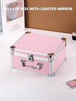 Boîte à cosmétiques en aluminium avec éclairage LED, 3 luminosités réglables, avec miroir