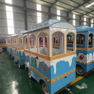 Tren sin rieles de 16 asientos en oferta, barato, para centros comerciales turísticos, electrónico, clásico azul para niños, piezas de tren sin rieles en venta - Product Image 3