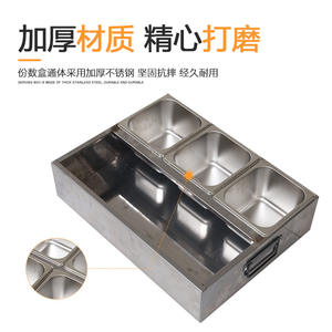 ที่ใส่เครื่องปรุงรสสแตนเลส 6 ช่อง ทรงสี่เหลี่ยม สำหรับเก็บเครื่องเทศในครัว พร้อมถาดแบ่งเสิร์ฟ - Product Image 2