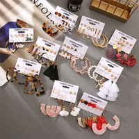 Ensemble de boucles d'oreilles vintage à motifs floraux et géométriques, comprenant des clous, des créoles, des pampilles, des papillons, des cercles en alliage et des perles pendantes, style mode, Brincos
