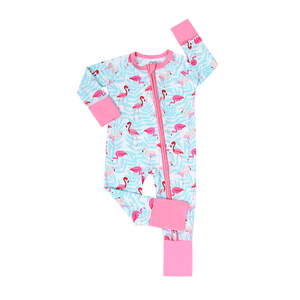 <span class=keywords><strong>Pijama</strong></span> de Bambú Viscosa con Doble Cremallera para Bebés, Pelele de Manga Larga para Niños, Ropa de Dormir Infantil de Bambú, Suministro ODM - Product Image 1