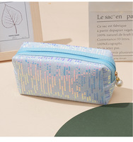 Nouvelles trousses de maquillage brillantes et irisées avec paillettes colorées, trousse à maquillage mignonne et portable, trousse à rouge à lèvres de grande capacité, pochette scintillante