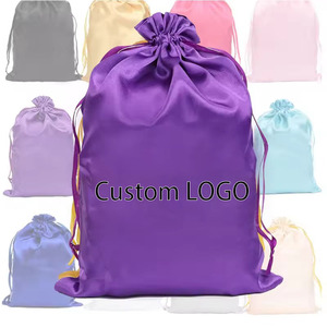 Lot de 12 sacs en satin, 25*35 cm, grands sacs de rangement noirs et roses en soie douce pour perruques, outils d'emballage et accessoires pour perruques - Product Image 1