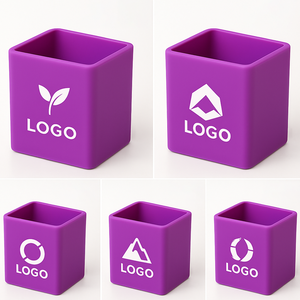 Индивидуальный силиконовый держатель для ручек, Подарочный квадратный органайзер для стола, идеальная корпоративная раздача, без BPA, силиконовая чашка для ручек, печать логотипа - Product Image 1