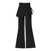 Pantalon de yoga deux pièces, culotte taille haute, effet froncé aux fesses, coupe évasée, anti-transparence, pour Pilates, sport et fitness