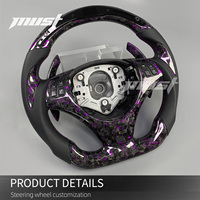 Volant en fibre de carbone forgé personnalisé avec LED violettes pour BMW Série 3 LCI M3 E90 E91 E92 E93 E81 E82 E87 E88 330i 135i 2006-2013