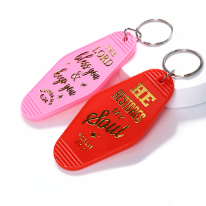 Promotionnel personnalisé estampage à chaud impression Vintage Motel chambre porte-clés Motel porte-clés rétro blanc - Product Image 3