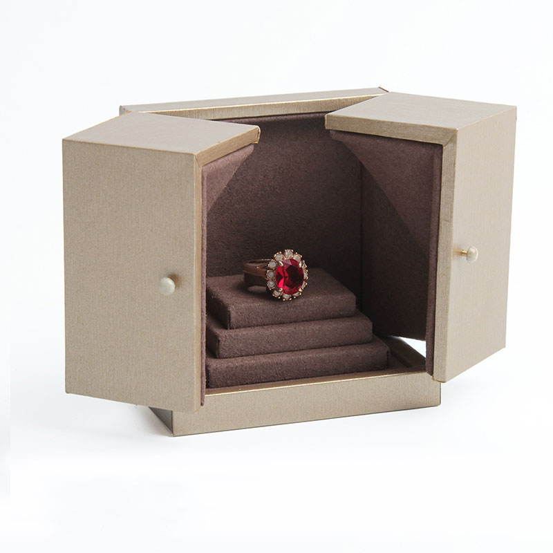 Caja para anillos de doble puerta gris