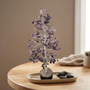 Árbol de Cristal de Citrino Natural Hecho a Mano con Alambre Plateado sobre Base de Madera Gruesa para Decoración del Hogar Feng Shui - Product Image 5