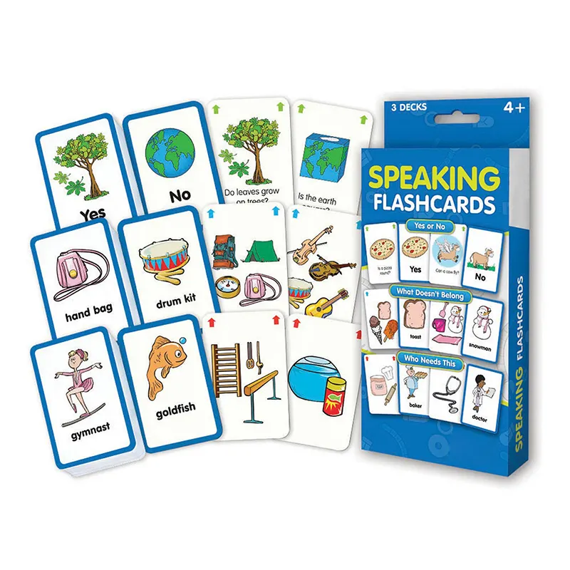 Custom Printing Children English Speaking Flashcards Educational Paper Game Playing Cards Set