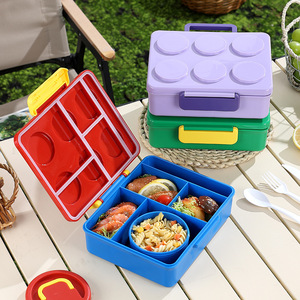 2026 Cute Luxury Brick Eco-Friendly Microwavable 2-Compartment Lunch Box Wholesale Custom Logo Building <b>Block</b> Bento Box Kids - Product Image 2