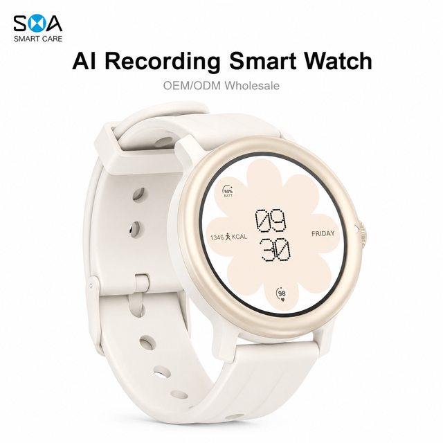 Round AMOLED AI Translation Smartwatch Voice Recorder Meeting Notes Calling Watch for Work and Study Users