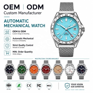 Orologio Meccanico Automatico <span class=keywords><strong>di</strong></span> Lusso OEM per Uomo con Cinturino a Maglia e Quadrante Blu-Oro-Sabbia - Product Image 1