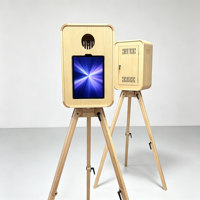 Photomaton rétro en bois pour iPad 10.2, 10.5, 10.9, 11, 12.9, 13 pouces, coque de photomaton rétro en chêne blanc, design magnétique, kiosque portable