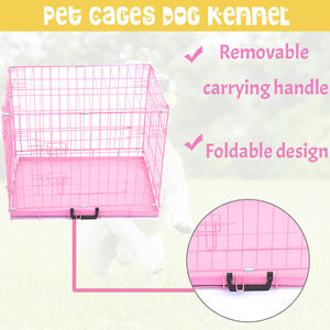 Çift kapı büyük katlanabilir köpek sandık mobilya kapalı Pet kafesleri & evler açık pembe Metal köpek kulübesi - Product Image 5