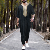 Thobe pour hommes musulmans Al Haramain, vêtements musulmans pour hommes avec impression numérique, thobe avec poche, manches courtes, bisht, kaftan turc