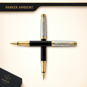Black <b>Gold</b> Tone Custom Logo Smooth Writing Promotional <b>Pen</b> Set Textured Barrel Metal Clip Ballpoint Gift Office Giveaway - Product Image 1